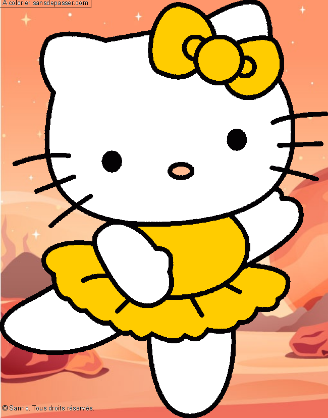 Dessin colori  Hello  Kitty  danse par un invit  Sans 