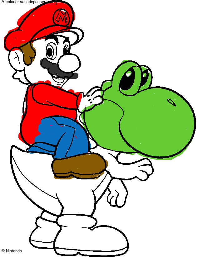 Coloriage Mario et Yoshi