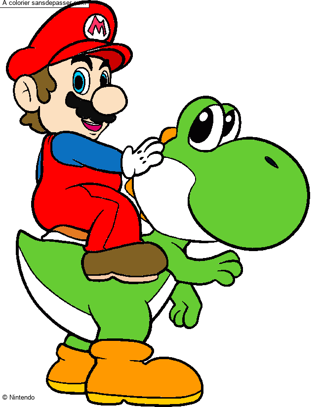 Coloriage Mario et Yoshi  Sans Dépasser