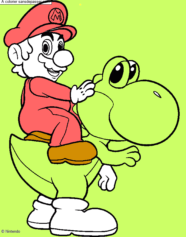 Coloriage Mario et Yoshi  Sans Dépasser