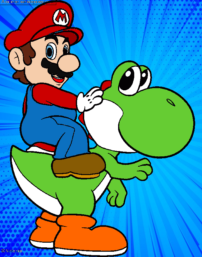 Coloriage Mario et Yoshi  Sans Dépasser