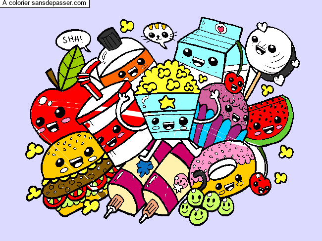 Coloriage Aliments Kawaii  Sans Dépasser