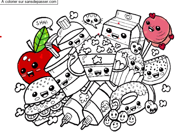 Coloriage Aliments Kawaii par un invité