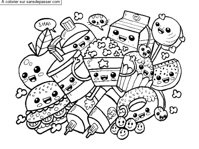 Coloriage Aliments Kawaii