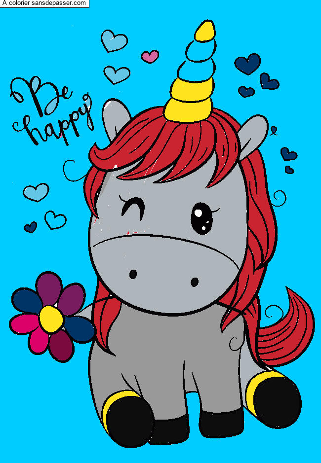 Coloriage Licorne souriante