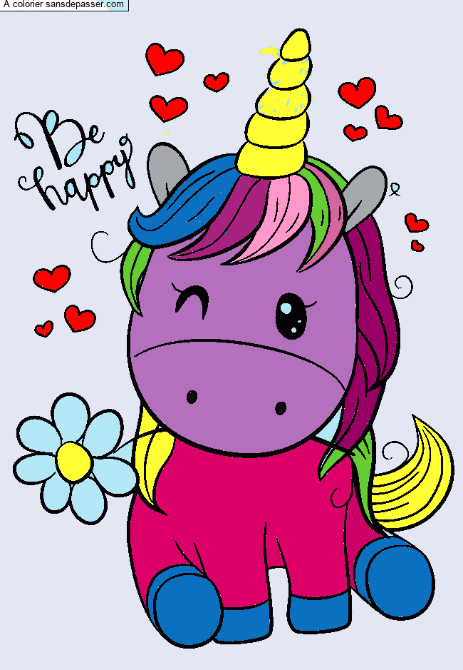 Coloriage Licorne souriante