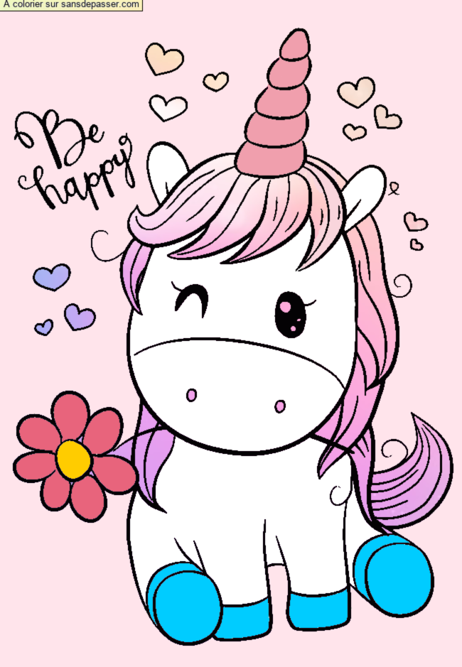 Coloriage Licorne souriante