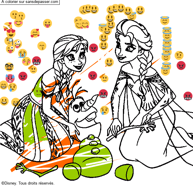 Coloriage Anna, Elsa et Olaf par ANNA ELOE