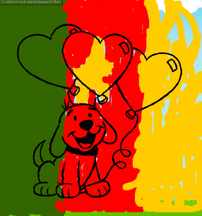 Coloriage Clifford le grand chien rouge avec des ballons