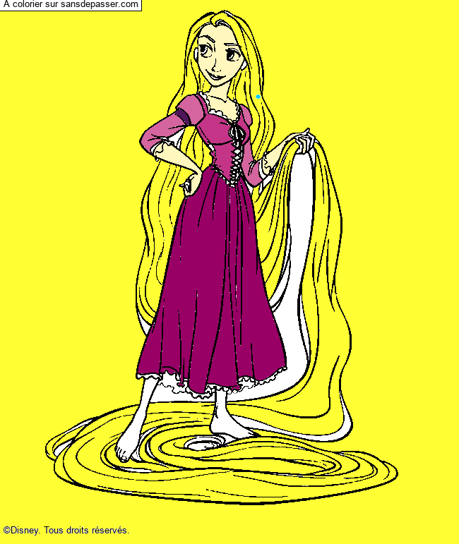 Coloriage Raiponce et sa longue chevelure par disney girls