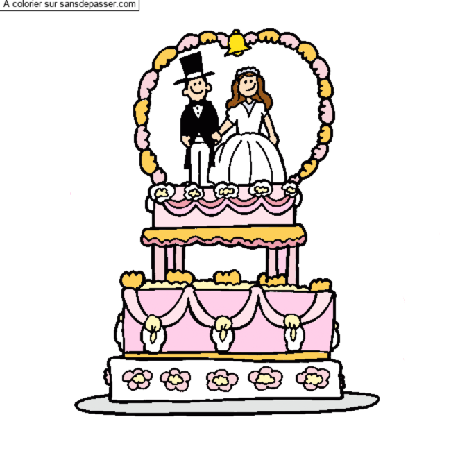 Coloriage G&acirc;teau de mariage par un invité