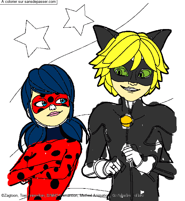 Coloriage Lady Bug et Chat Noir - Miraculous