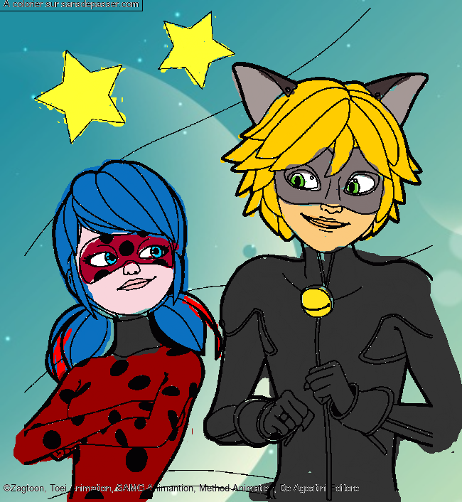 Coloriage Lady Bug et Chat Noir - Miraculous