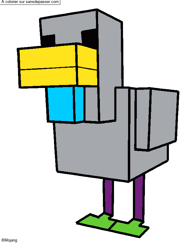 Coloriage Poule de Minecraft