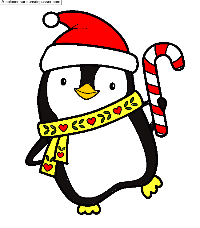 Coloriage Pingouin de No&euml;l