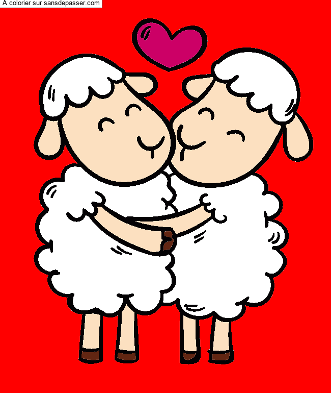 Coloriage Moutons amoureux par Enamlr