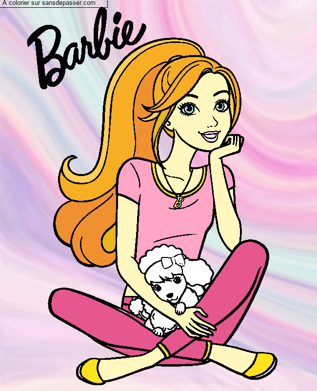 Coloriage Barbie et son chien par un invité