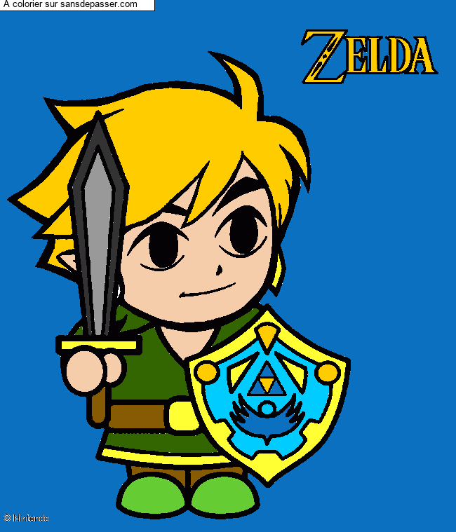 Coloriage Link avec son &eacute;p&eacute;e et son bouclier - Zelda par un invité
