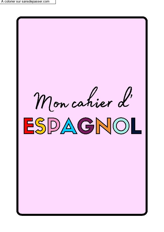 Coloriage Page de Garde Cahier d'Espagnol par un invité