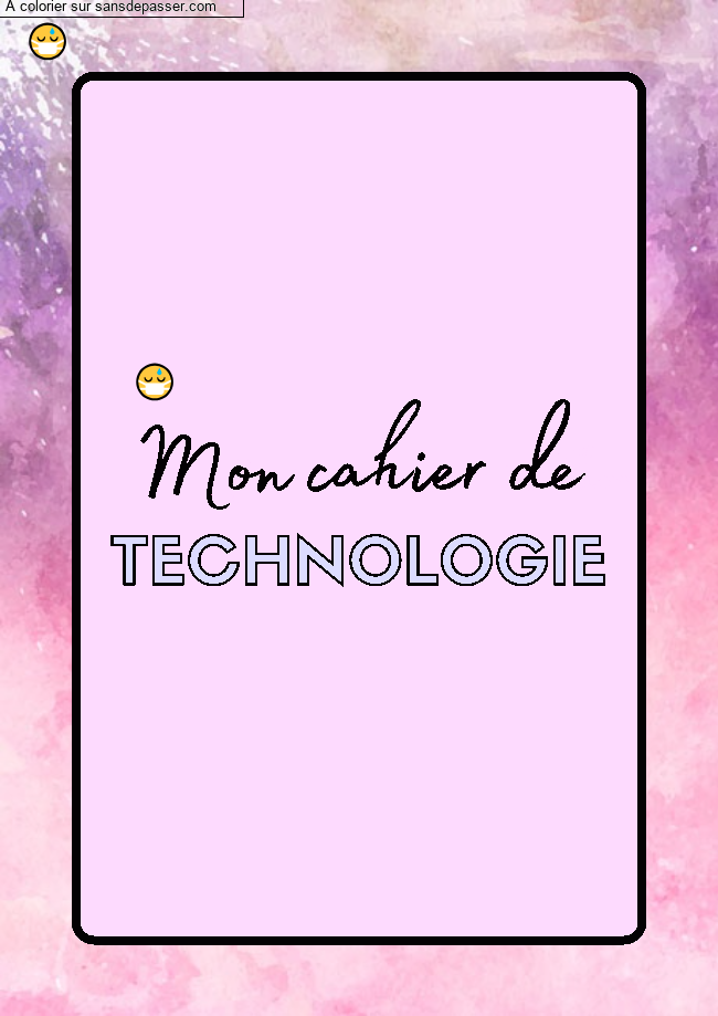 Page de Garde Cahier de Technologie par un invité