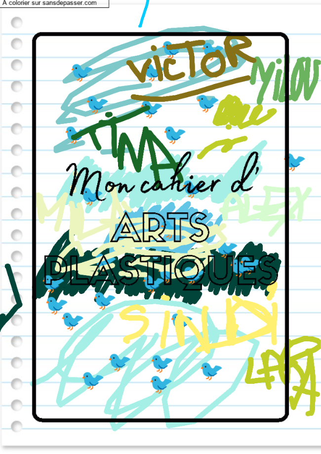 Coloriage Page de Garde Cahier d'Arts Plastiques