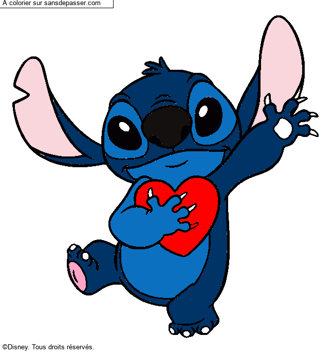 Stitch qui tient un coeur par un invité