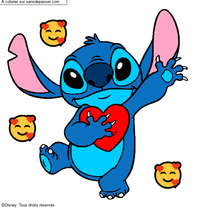 Stitch qui tient un coeur par un invité