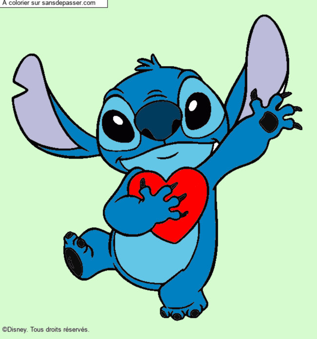 Stitch qui tient un coeur par un invité