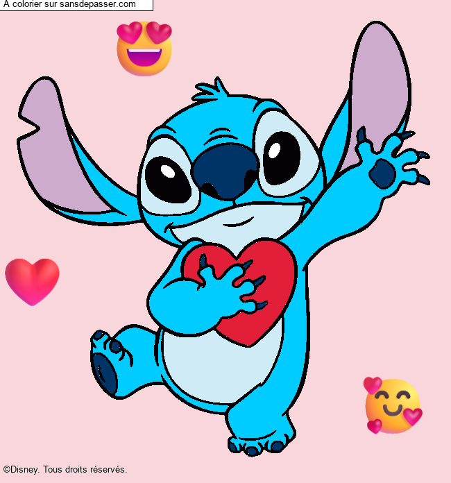 Stitch qui tient un coeur par un invité