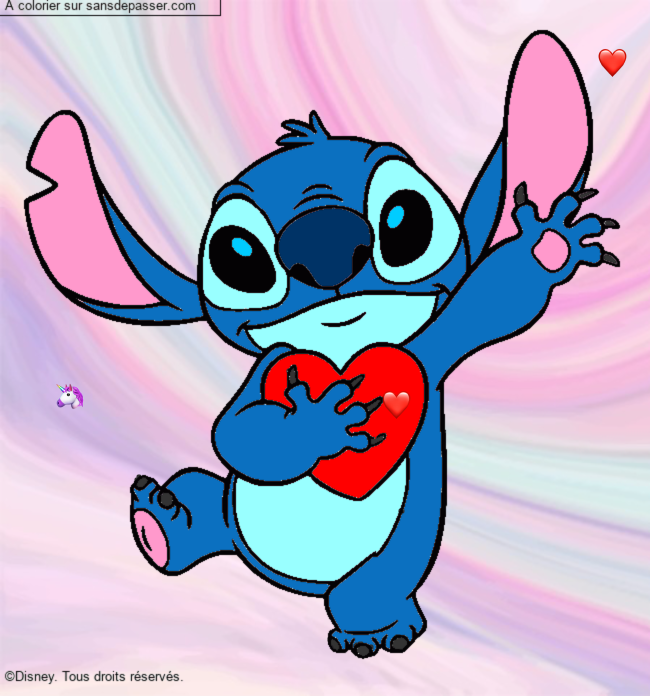 Stitch qui tient un coeur par Lucie77176