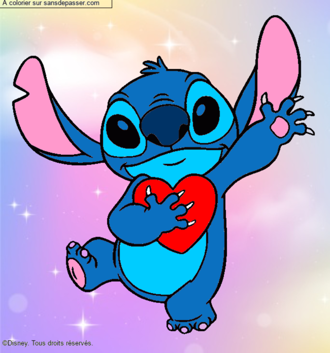 Stitch qui tient un coeur par Lucie77176