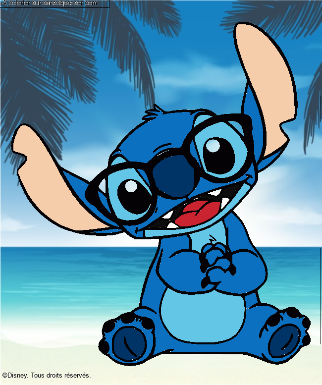 Stitch avec des lunettes par un invité