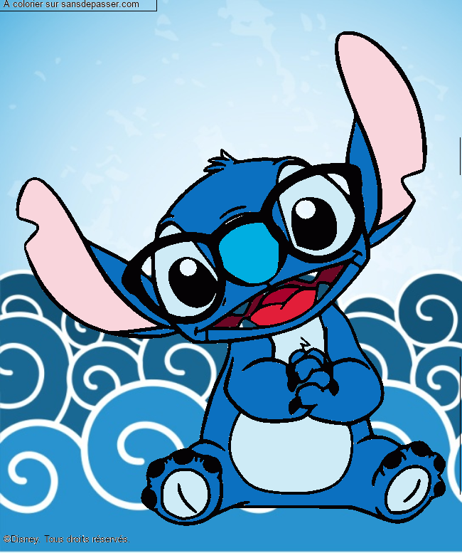 Stitch avec des lunettes par un invité