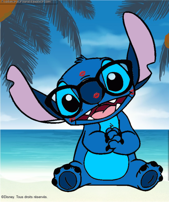 Stitch avec des lunettes par un invité