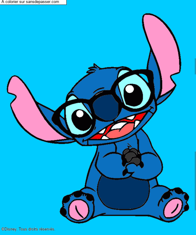 Stitch avec des lunettes par un invité