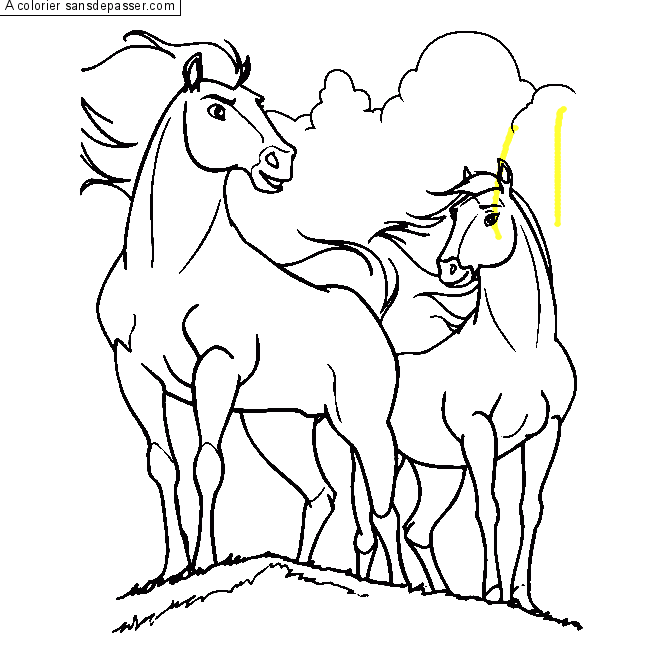 Coloriage Chevaux Au Vent Sans Dépasser