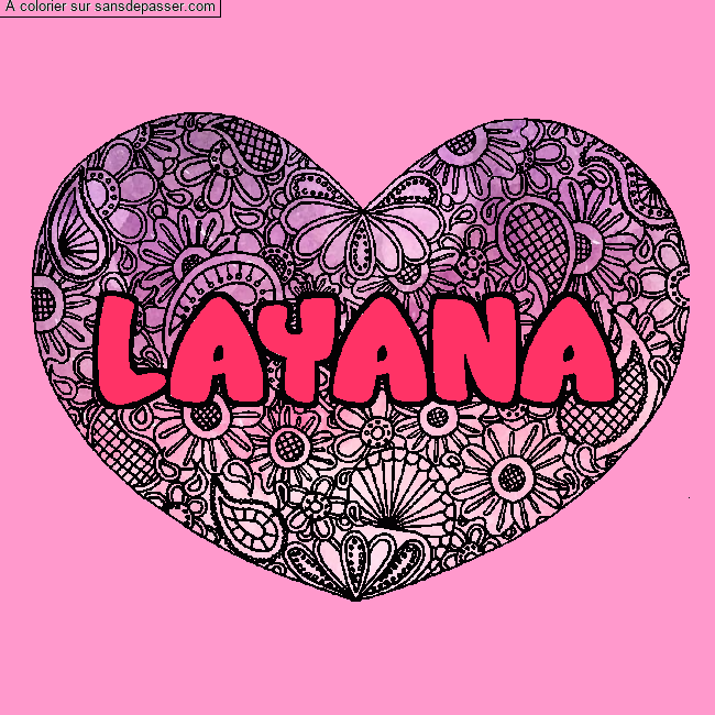 Coloriage LAYANA - d&eacute;cor Mandala coeur