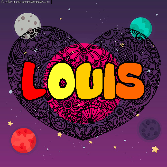 Coloriage prénom LOUIS - décor Mandala coeur par un invité