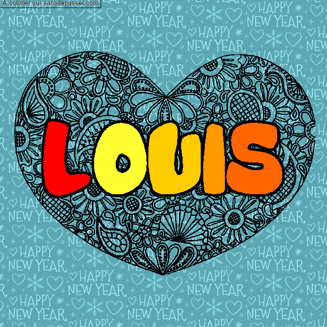 Coloriage LOUIS - d&eacute;cor Mandala coeur