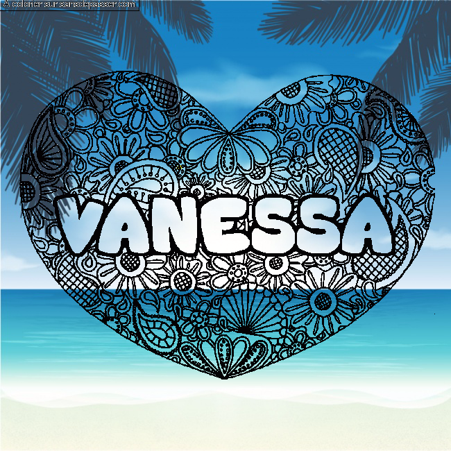 Coloriage VANESSA - d&eacute;cor Mandala coeur