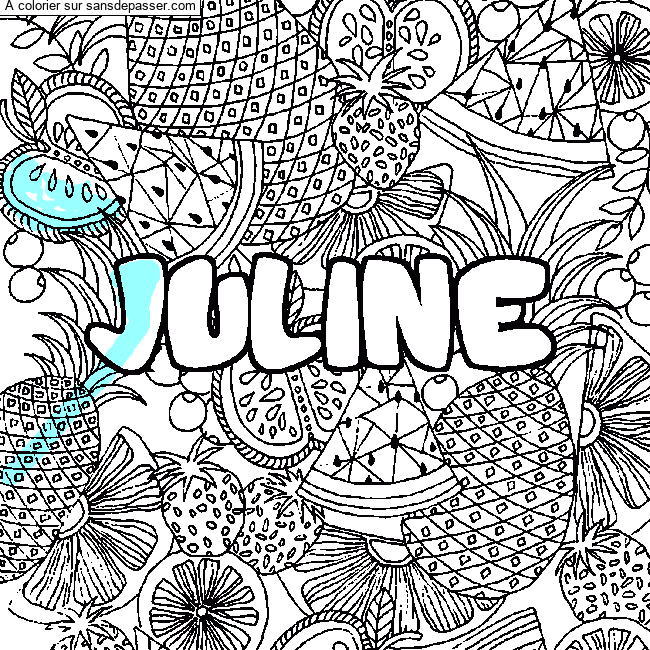 Coloriage Coloriage pr&eacute;nom JULINE - d&eacute;cor Mandala fruits par un invité