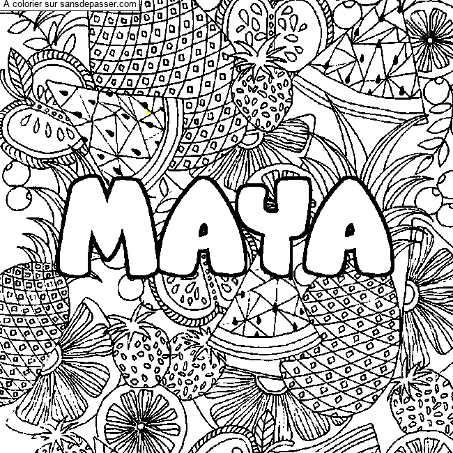 Dessin Colori Coloriage Pr Nom Maya D Cor Mandala Fruits Par Un