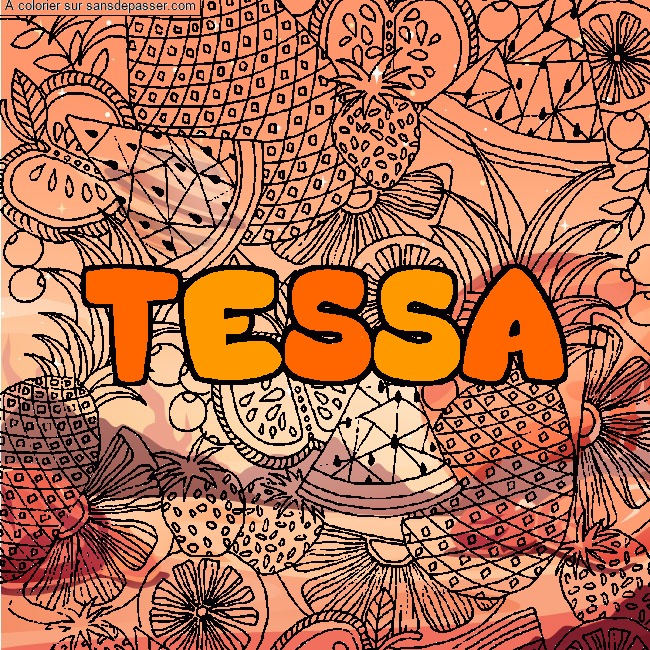 Coloriage Coloriage pr&eacute;nom TESSA - d&eacute;cor Mandala fruits par un invité