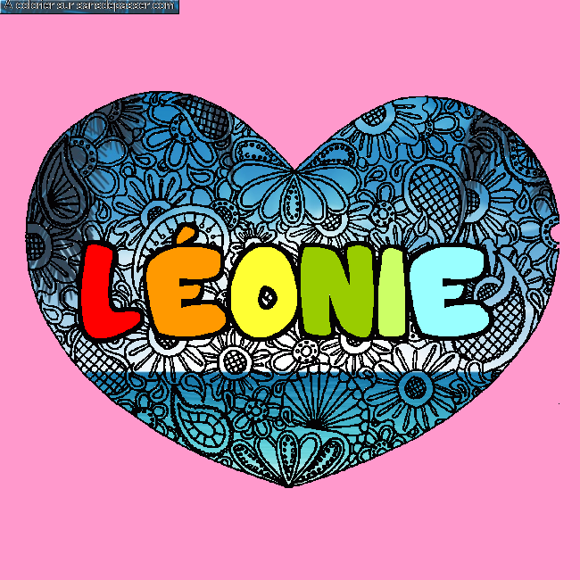 Coloriage Coloriage pr&eacute;nom L&Eacute;ONIE - d&eacute;cor Mandala coeur par un invité