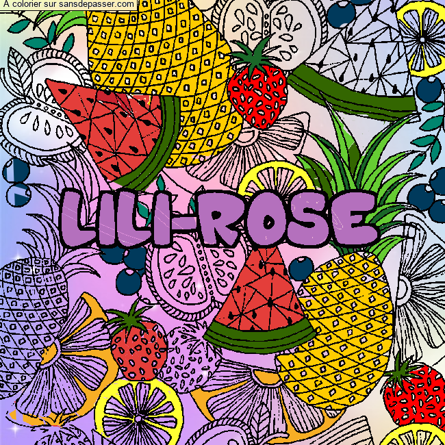 Coloriage Coloriage pr&eacute;nom LILI-ROSE - d&eacute;cor Mandala fruits par un invité