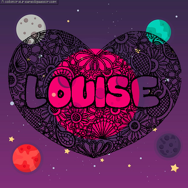 Coloriage Coloriage pr&eacute;nom LOUISE - d&eacute;cor Mandala coeur par un invité