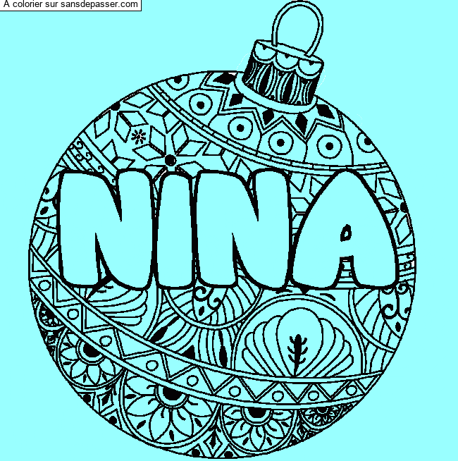 Coloriage NINA - d&eacute;cor Boule de No&euml;l