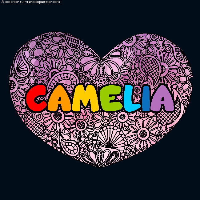 Dessin colorié : Coloriage prénom CAMELIA - décor Mandala coeur par LILA  534 265 - Sans Dépasser