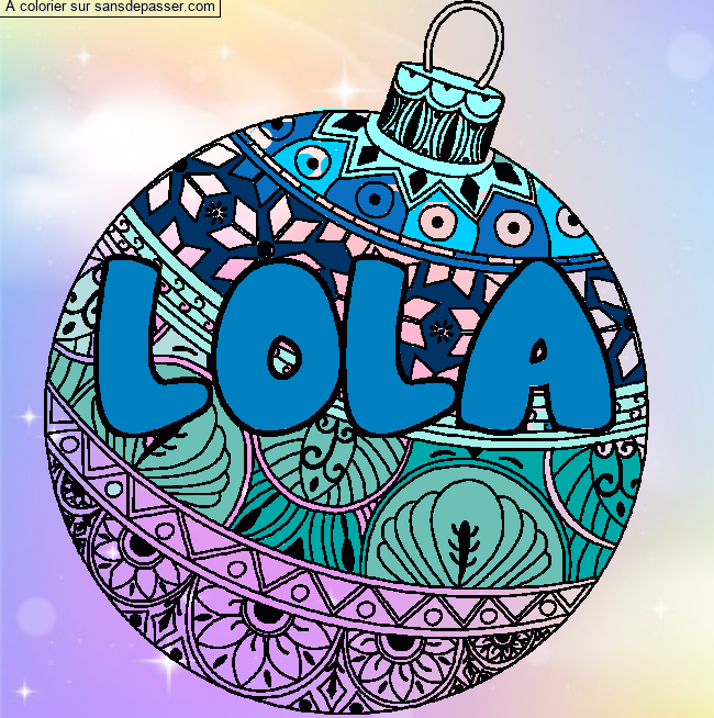 Coloriage Coloriage pr&eacute;nom LOLA - d&eacute;cor Boule de No&euml;l par un invité