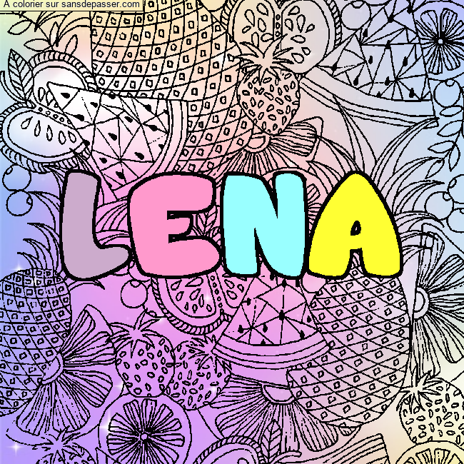 Coloriage Coloriage pr&eacute;nom LENA - d&eacute;cor Mandala fruits par un invité